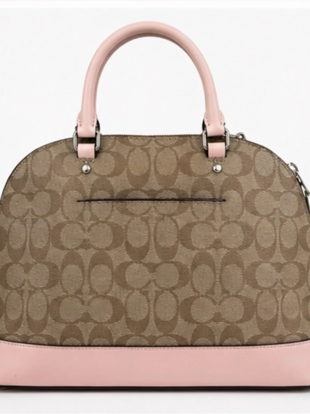 Coach Mini Sierra Satchel in Signature Canvas with Pink Leather Trim